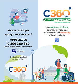 Couverture du dépliant C360, des solutions pour les personnes en situation de handicap dans l'Orne en Normandie